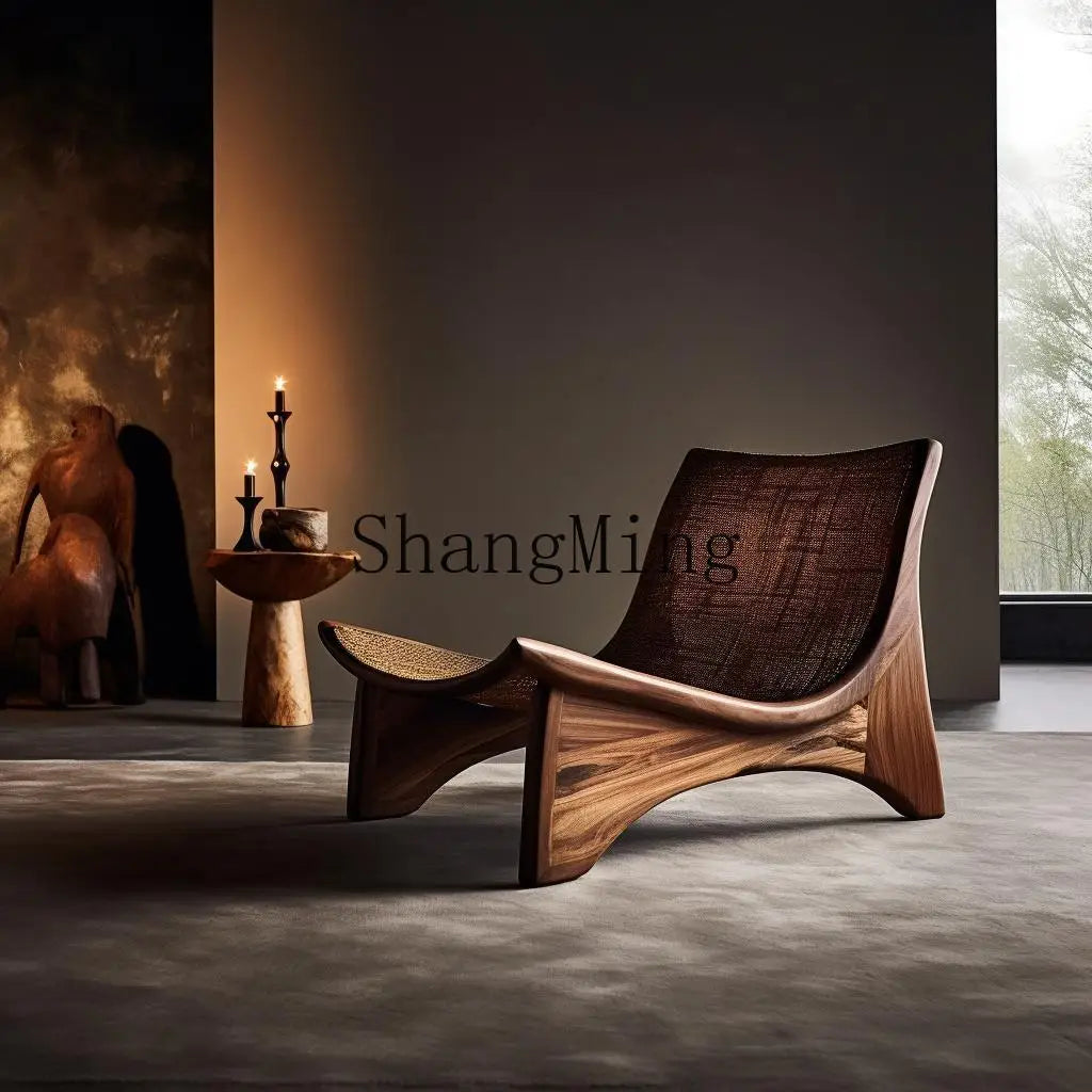 ZYH wabi-sabi vent rondin rangée droite canapé chaise petit appartement rond paresseux vent chaise de loisirs