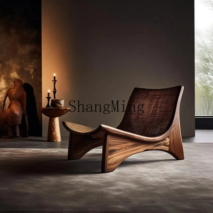 ZYH wabi-sabi vent rondin rangée droite canapé chaise petit appartement rond paresseux vent chaise de loisirs
