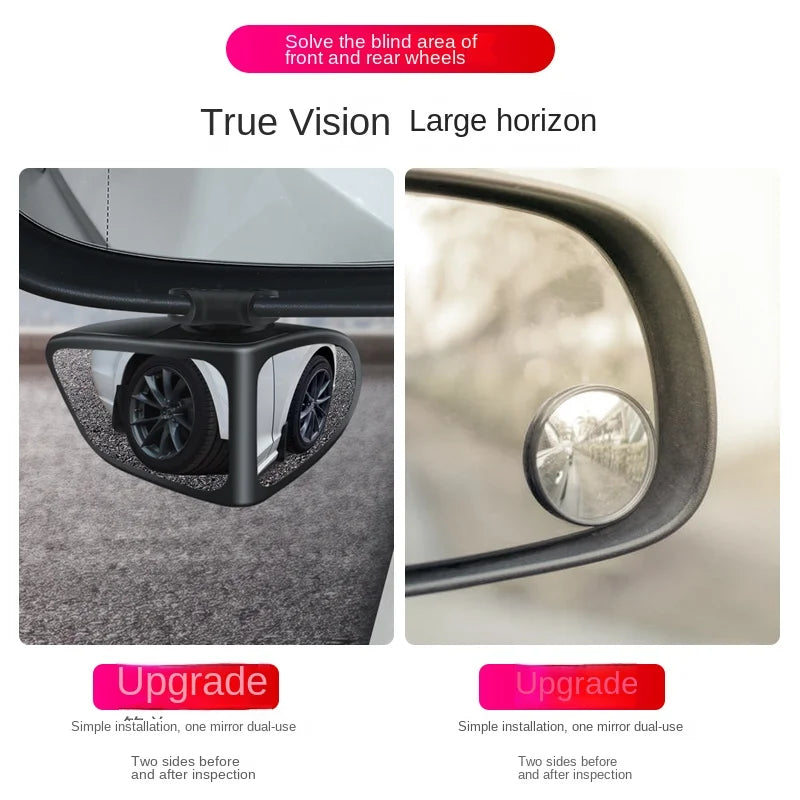 Rétroviseurs de voiture réglables et rotatifs, rétroviseur grand angle, rétroviseur de sécurité transparent, accessoires convexes, angle mort à 360 °, 2 pièces