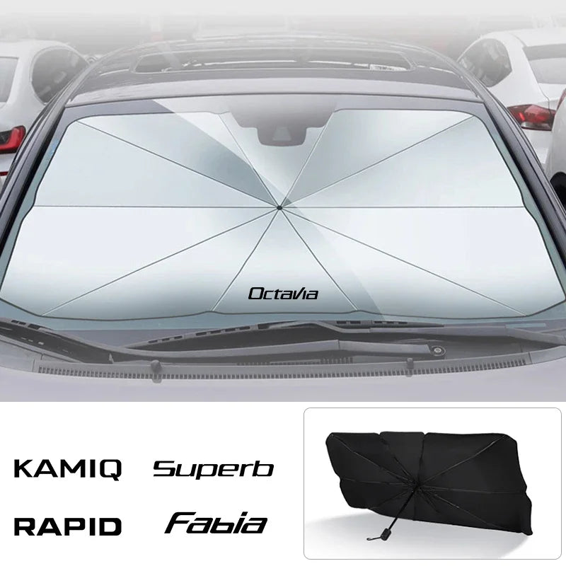 Pare-soleil de pare-brise de voiture, pare-soleil avant intérieur de voiture pour Skoda Octavia Fabia Rapid Superb Kodiaq Scala Karoq Citigo Kamiq Enyaq