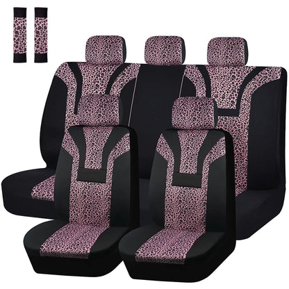 Housse de siège de voiture universelle en peluche courte imprimé léopard, housses de siège d'hiver adaptées à la plupart des voitures SUV camion fourgonne accessoires de voiture intérieur