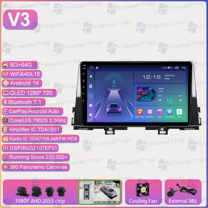 Autoradio Android 9 pouces pour KIA Morning 3 Picanto 2016 2017 2018 2019 2020 - 2023, GPS stéréo Carplay Autoradio DAB WIFI DSP RDS
