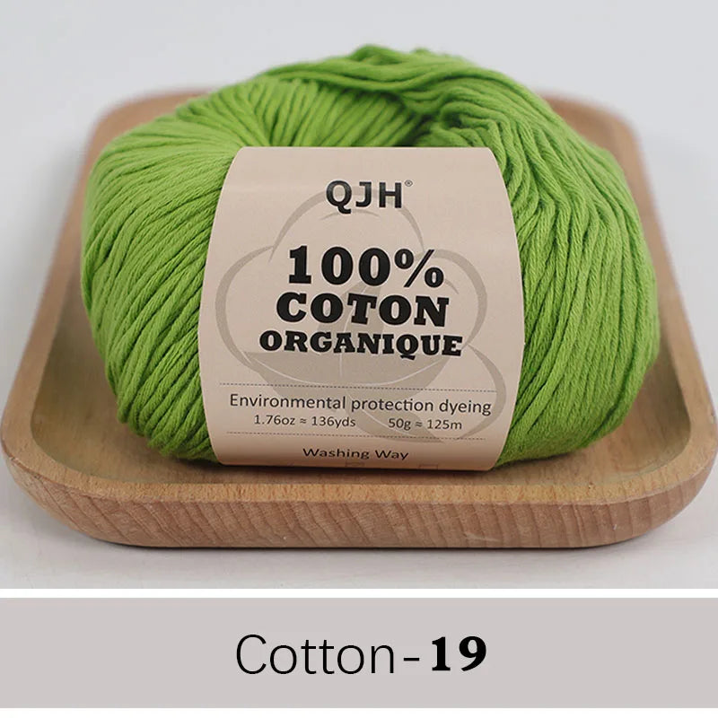 QJH 100% fil de coton, fil de poids de Sport pour bébé en coton, fil Amigurumi, fil doux d'été, fil au Crochet/à tricoter-6 pièces