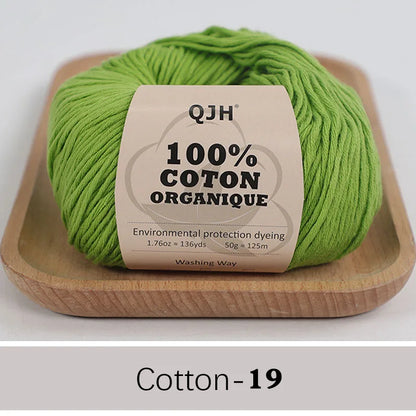 QJH 100% fil de coton, fil de poids de Sport pour bébé en coton, fil Amigurumi, fil doux d'été, fil au Crochet/à tricoter-6 pièces