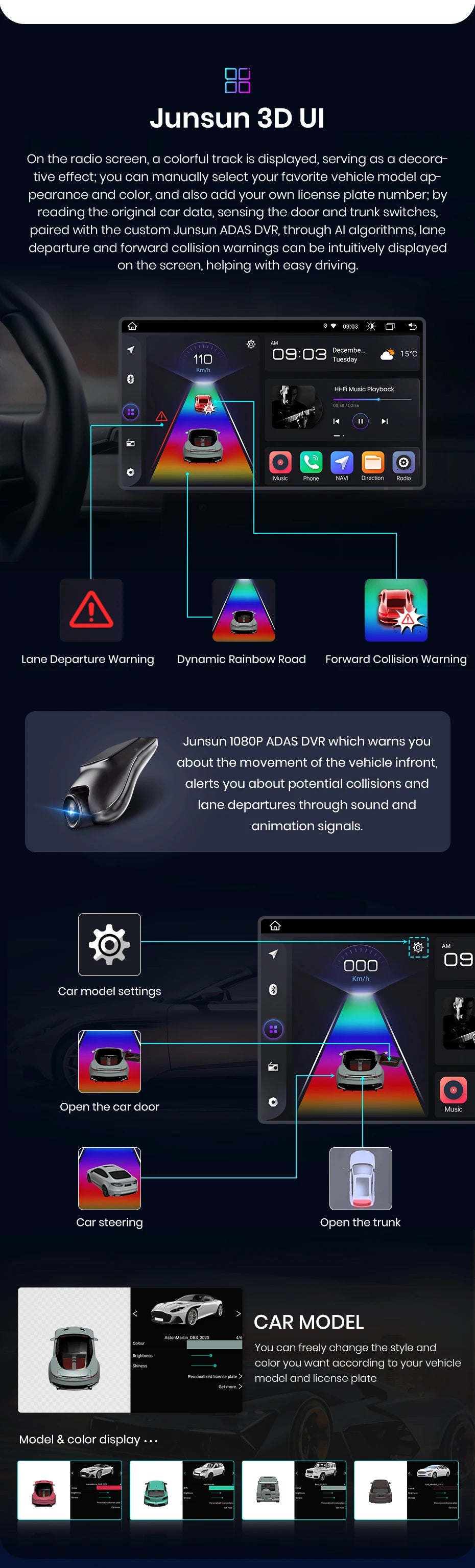 Junsun-V1 AI Voice Wireless CarPlay Android Auto Radio, KIT Rods 2007, 2008, 2009, 2010-2016, 4G, Système intelligent de voiture, GPS