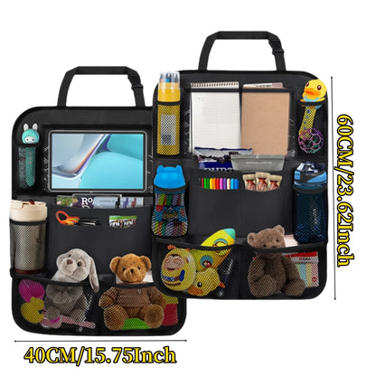 Organisateur de dossier de siège de voiture, 10 poches de rangement avec écran tactile, support de tablette, protecteur pour enfants, accessoires de voiture