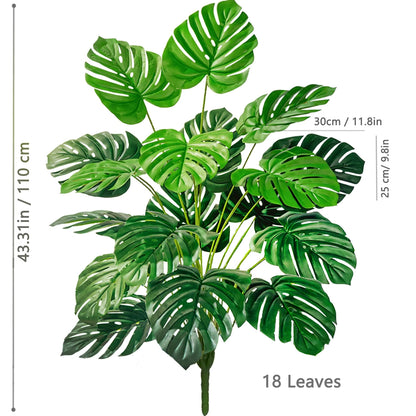 ورقة Monstera اصطناعية بلاستيكية، نبات مزيف للزينة بوعاء، مناسبة لديكور المنزل، 60-100 سم