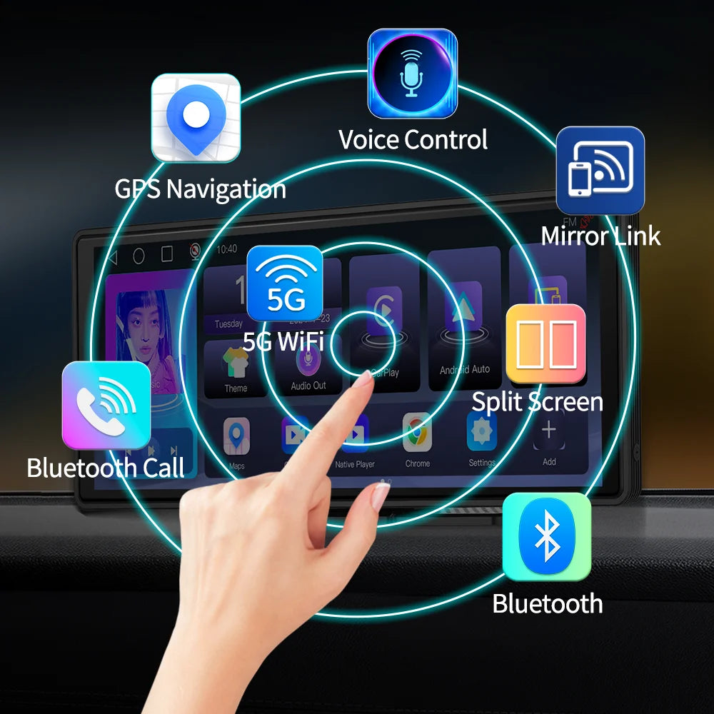 Imagebon E20 10.26 "Cam de tableau de bord Android 13 Spotify Netflix lecteur multimédia sans fil Carplay Android Auto voiture DVR AI commande vocale