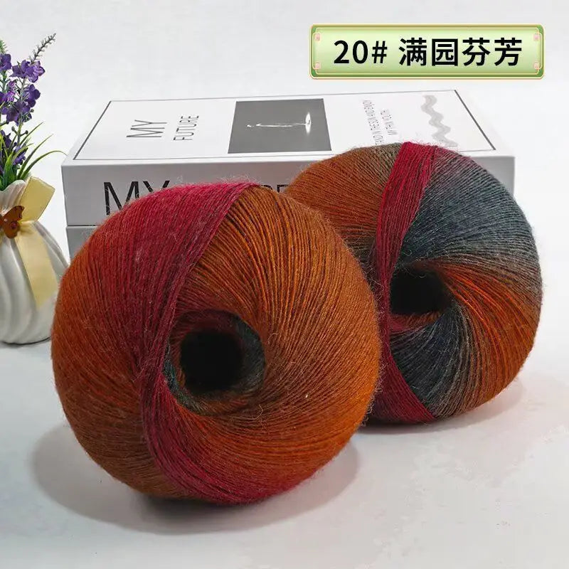 Fil de laine arc-en-ciel 200 g/ensemble, pour tricoter, châles, écharpes, pulls, vestes, chapeaux, bricolage, fil de teinture à Segment doux et confortable