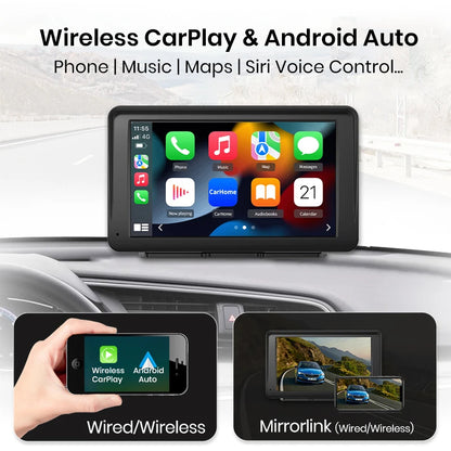 Junsun 7 pouces Portable écran tactile Carplay pour Apple Android Auto autoradio Radio multimédia lecteur vidéo Bluetooth FM AUX GPS
