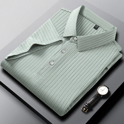 2025 nouveaux hommes décontracté mode rayé à manches courtes col Polo respirant et confortable été polyvalent T-shirt