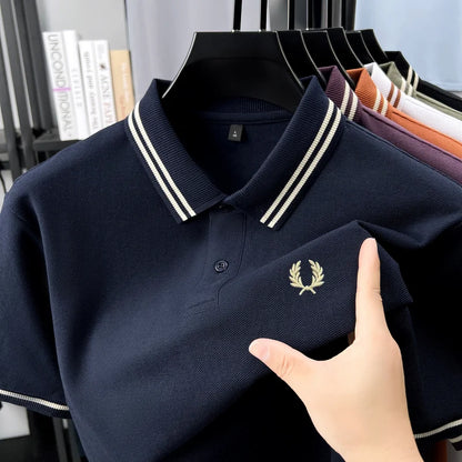 100% pur coton été respirant hommes mode sport marque blé broderie manches courtes POLO affaires t-shirt style décontracté