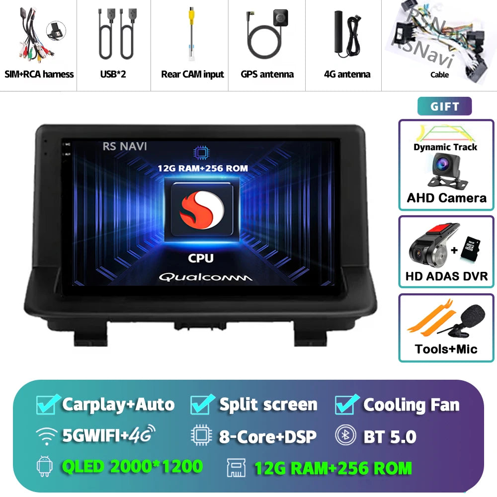 Android 15 sans fil CarPlay Auto autoradio pour Audi Q3 2012-2018 DSP lecteur vidéo multimédia GPS stéréo Autoradio unité principale WIFI