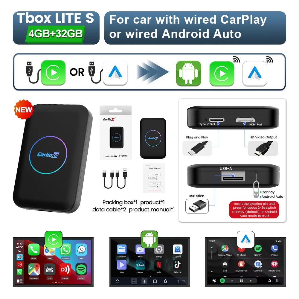 CarlinKit Android TV Box CarPlay Ai Box يدعم نتفليكس IPTV متجر جوجل بلاي لاسلكي CarPlay و Android Auto Box اتصال تلقائي