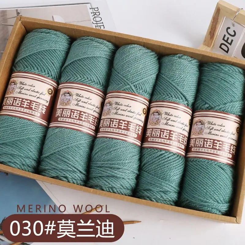 Fil de laine mérinos épais au Crochet à la main, 500 g/ensemble, pour chapeaux, manteaux, pulls, fil de laine mérinos doux pour la peau, gonflé, doux et chaud