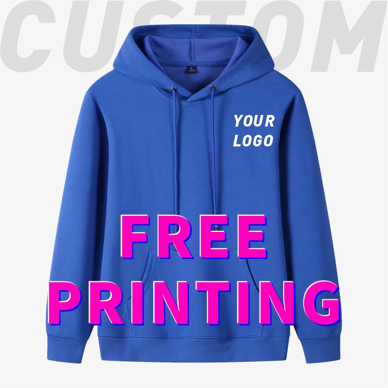 Sweat-shirt personnalisé avec logo imprimé gratuit, sweat à capuche 100% coton, vêtements de travail d'automne et d'hiver, vêtements d'équipe pour hommes et femmes