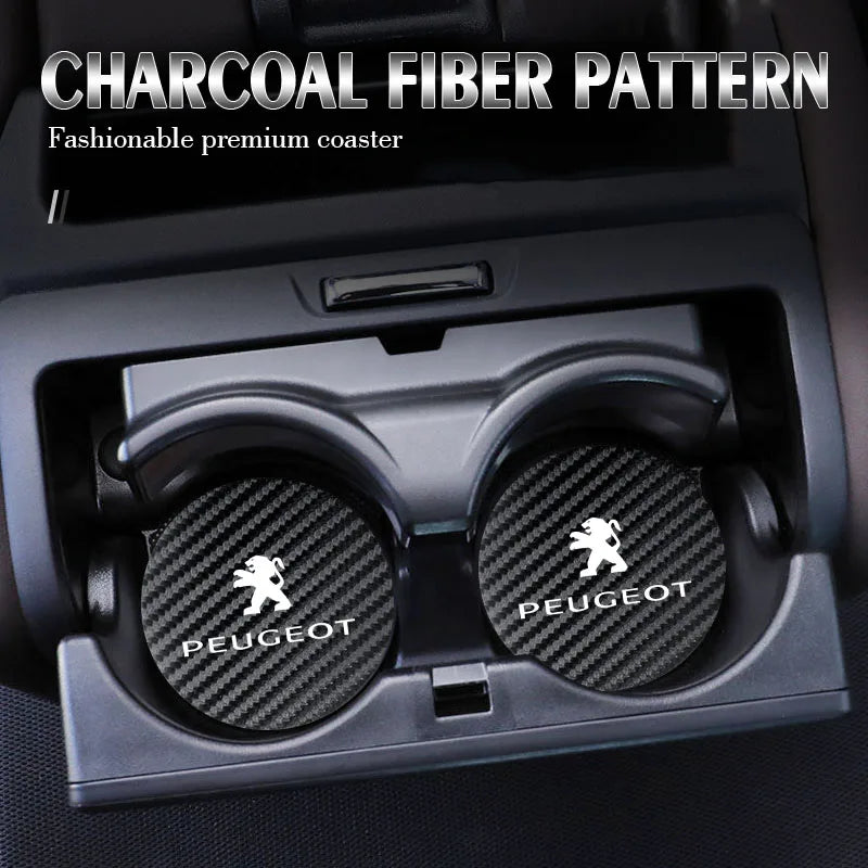 Tapis de tasse d'eau en cuir, 2 pièces, accessoires automobiles pour Peugeot 408 4008 308 3008 Rifter 5008 508 2008 208 301 RCZ 407 108