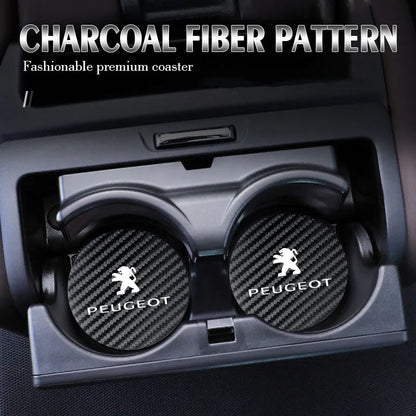 Tapis de tasse d'eau en cuir, 2 pièces, accessoires automobiles pour Peugeot 408 4008 308 3008 Rifter 5008 508 2008 208 301 RCZ 407 108