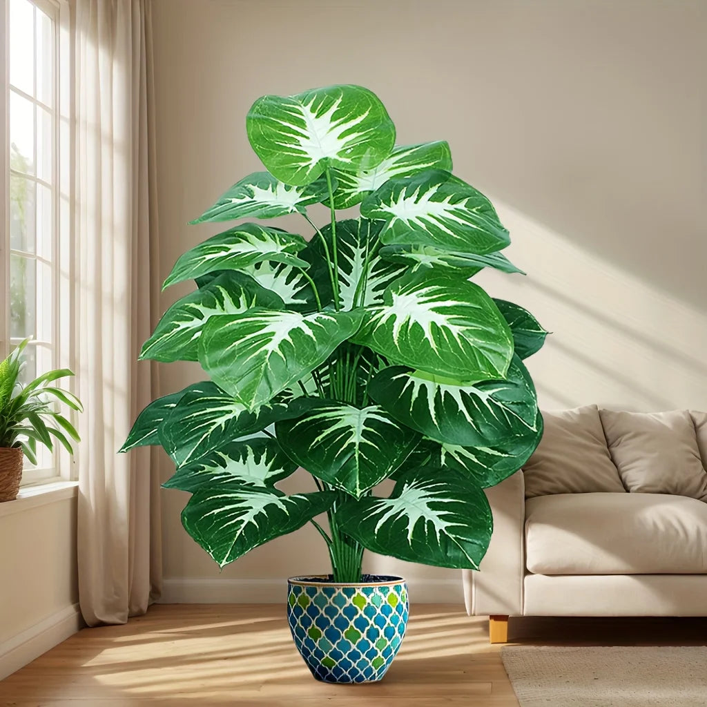 Une plante d'extérieur artificielle avec 18 grandes feuilles, adaptée à la décoration de la maison, décoration d'intérieur de palmier de printemps sans Pots