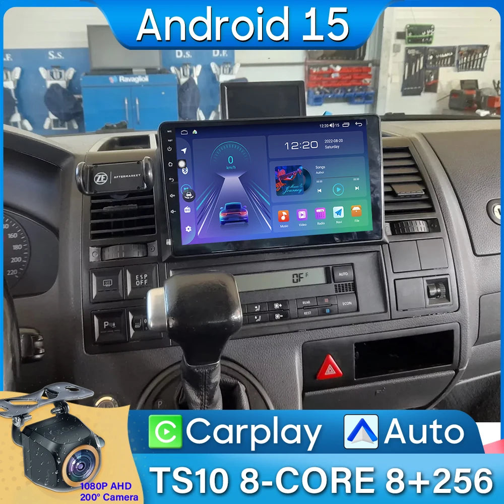Pour Volkswagen Multivan T5 2003 2004 -2015 autoradio Carplay Navigation GPS Android Auto Android 15 affichage stéréo No 2din WiFi