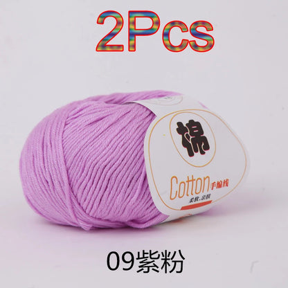 Fil à tricoter doux 100% coton, 2 pièces, fil au Crochet pour tricot, pull, couverture, gants, chapeau, écharpe, crochet, sac amigurumi, pantoufle