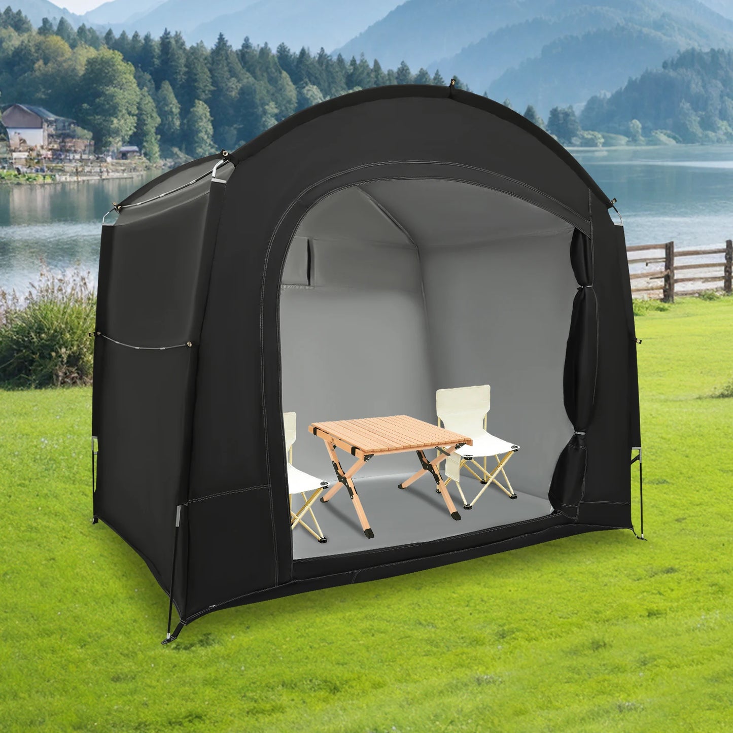 Abri de rangement de vélo pour 1-4 vélos, tente d'abri de vélo Portable et étanche 220x150x185cm, couverture de pare-soleil pliable en tissu Oxford 210D
