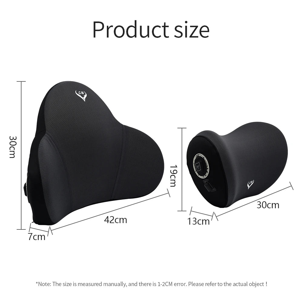 Car Electric Massage Headrest Lumbar Support Vibration Waist Lumbar Neck Pillow Backrest Cushion Car Seat Interior Accessories