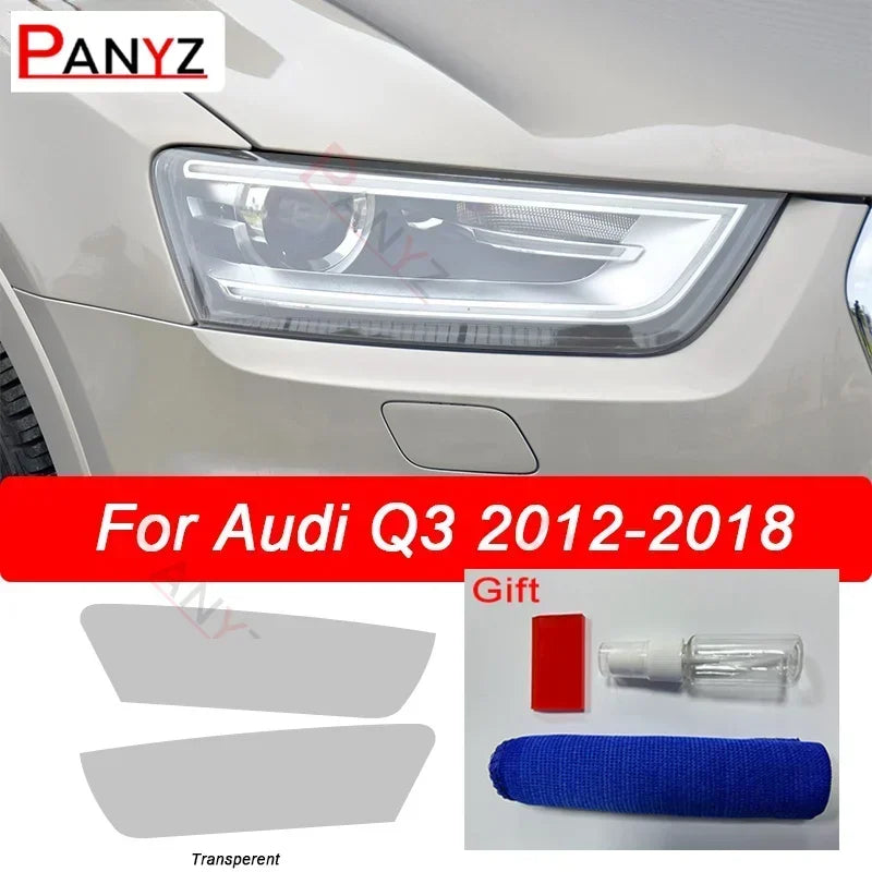 Film de protection pour phares de voiture, 2 pièces, pour Audi Q3 8U F3 2012-présent RSQ3 Sportback 2020, autocollant Transparent en TPU noir