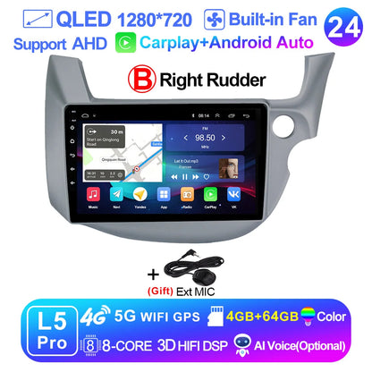 LEHX-Autoradio L6 Pro Android 14, 4G, Carplay, DVD, Stéréo, 2 DIN, Unité Centrale, Limitation GPS, pour Voiture HONDA FIT JAZZ (2007-2013)
