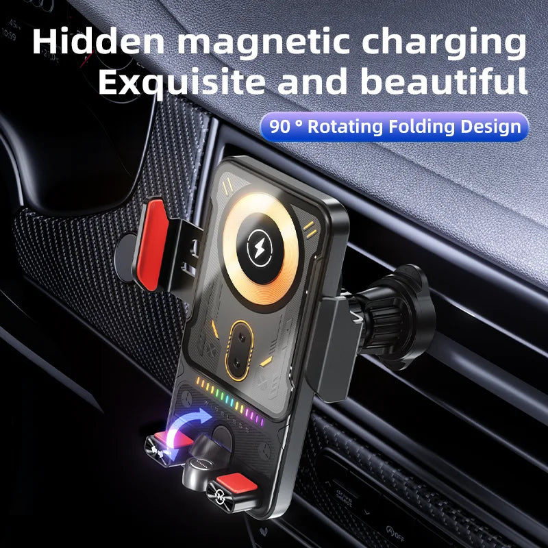 Chargeur sans fil pour voiture 15W, serrage automatique infrarouge, support de charge rapide, support de téléphone pour grille d'aération