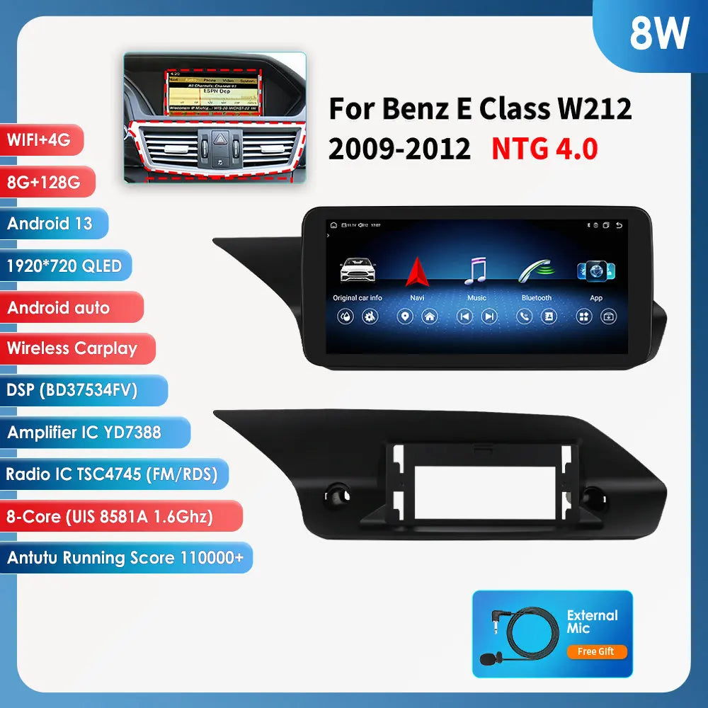 Autoradio Android 13 de 10.25 Pouces avec Lecteur de Limitation 4G Carplay, pour Mercedes Benz W212 Classe E NTG 4.0 4.5 5.0 E200 E230 E260 E300 S212