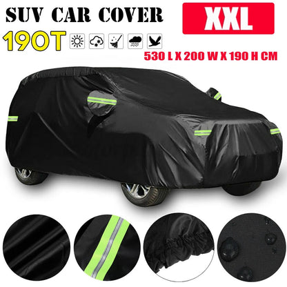Qualité universelle SUV/berline couverture de voiture complète noir Durable extérieur imperméable soleil pluie neige Protection UV voiture fermeture éclair conception M-XXL