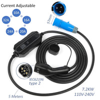 Chargeur de voiture électrique Type 2 Type 1 Mode 2 niveau 2 câble de chargement de voiture Portable EVSE EV 6A-16A-32A 5 mètres 10 mètres 15 mètres