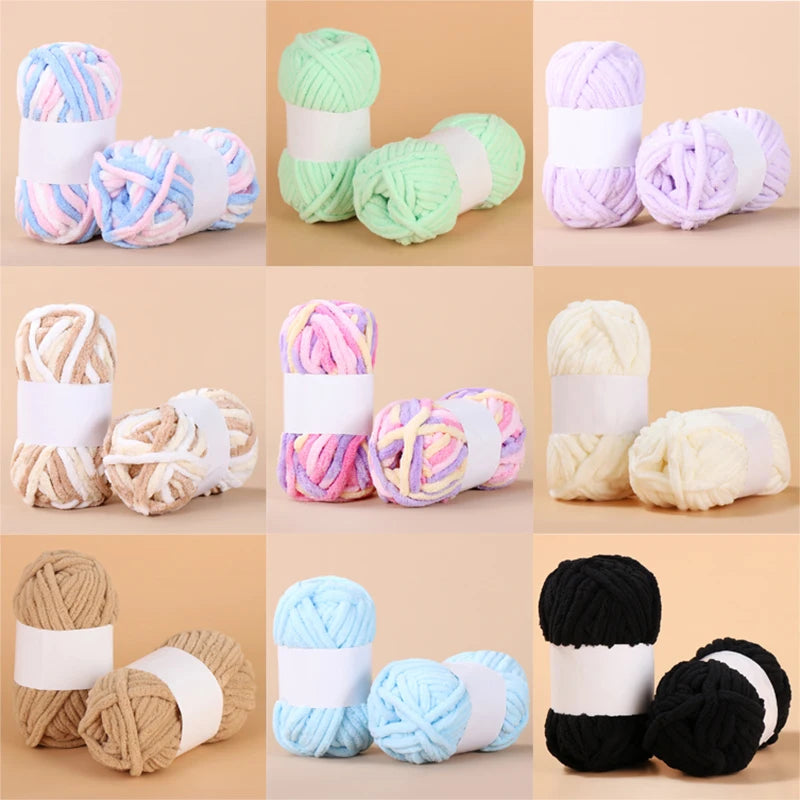 Fil de fil de soie coloré, 50g/boule, fil de laine grossière, Chenille, fil épais à tricoter à la main, anti-boulochage, écharpe au Crochet, couverture