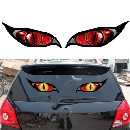 Autocollant de voiture 2 pièces personnalité rouge bleu mauvais œil Zombie crème solaire autocollant étanche pour rétroviseur PVC, 14cm * 6cm
