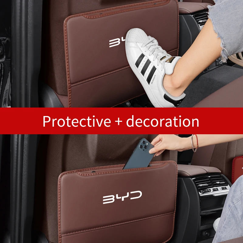 Pour BYD Atto 3 Tang F3 E6 Yuan Plus Song Max F0 Qin G3 I3 Han siège de voiture stockage arrière dossier Anti-usure coussin Anti-coup de pied