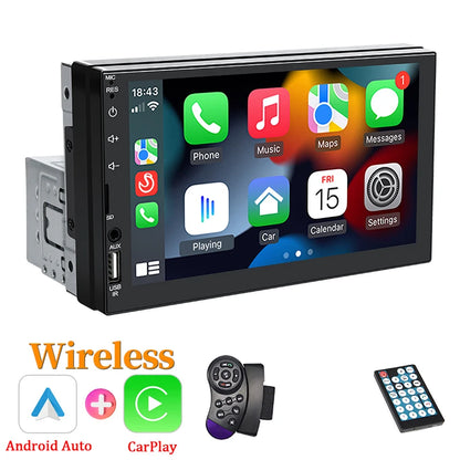 Hippcron 7 "1Din autoradio sans fil CarPlay Android Auto Bluetooth AUX USB universel multimédia lecteur MP5 lien miroir Autoradio