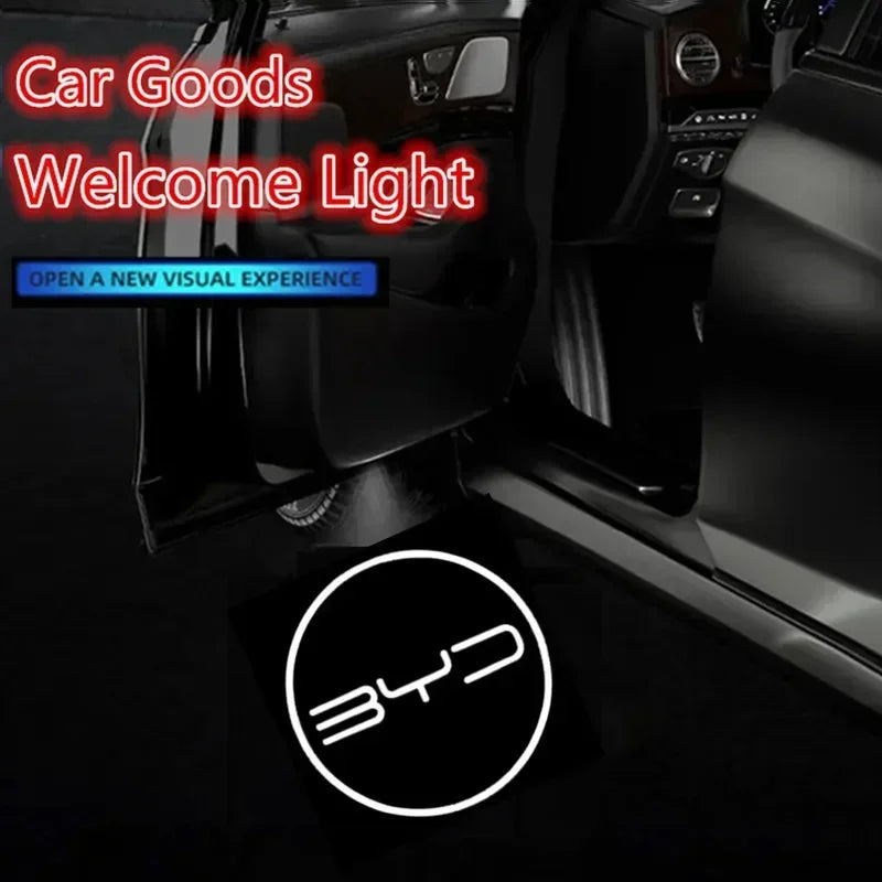 Projecteur d'ombre laser LED pour porte de voiture, lumière de logo, lumière de bienvenue, BYD, ATTO3, QIN, SONG Dock, 7, E6, tailles G, YUAN PLUS, 2 pièces