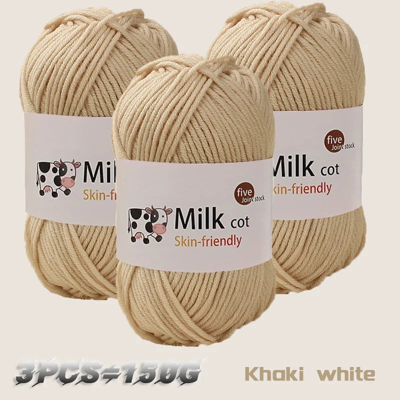 Boule de fil de lait faite à la main, aldéhyde moyen, fil de tissage bricolage, pulls à tricoter, chapeaux, écharpes et autres vêtements, 150g