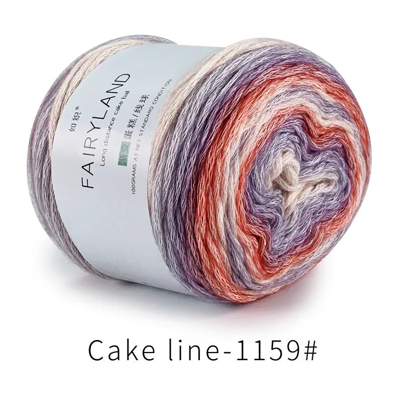 Fil à gâteau dégradé pour tricoter à la main, fil coloré au Crochet, Section moyenne et épaisse, fil arc-en-ciel en laine de coton teint, 100 g/pièce