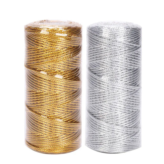 Rouleau de cordons métalliques or argent, 100 m/rouleau, ficelle antidérapante, fil de sangle, sacs cadeaux, vêtements, chaussures, ruban, accessoires de couture, bricolage