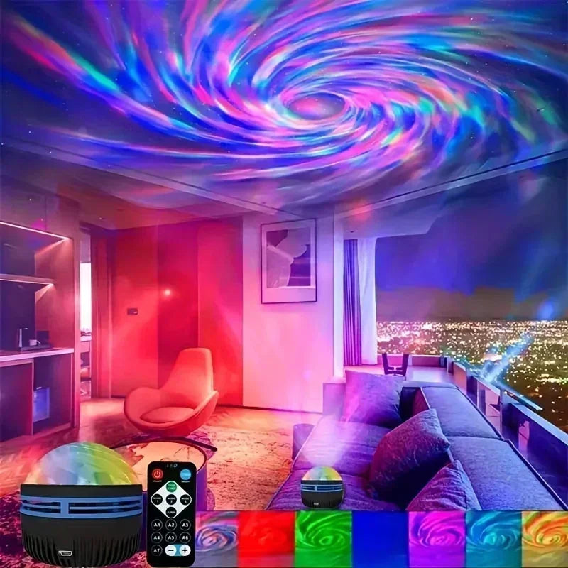 جهاز عرض النجوم المجري RGB يعمل بمنفذ USB، مصباح ليلي مع جهاز تحكم عن بعد، مثالي لتزيين الغرف والحفلات وهدايا أعياد الميلاد