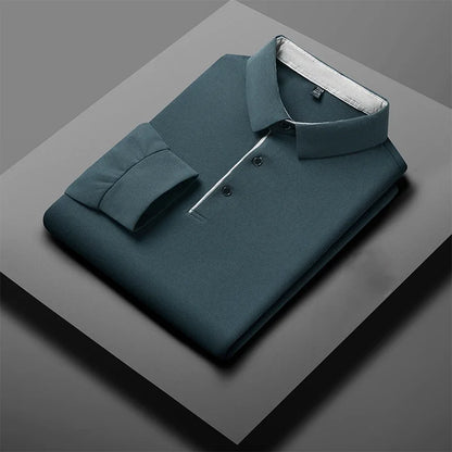 Polo d'affaires décontracté à manches longues pour hommes, haut polyvalent, document solide, à la mode, chaud, confortable, quatre saisons, nouveau