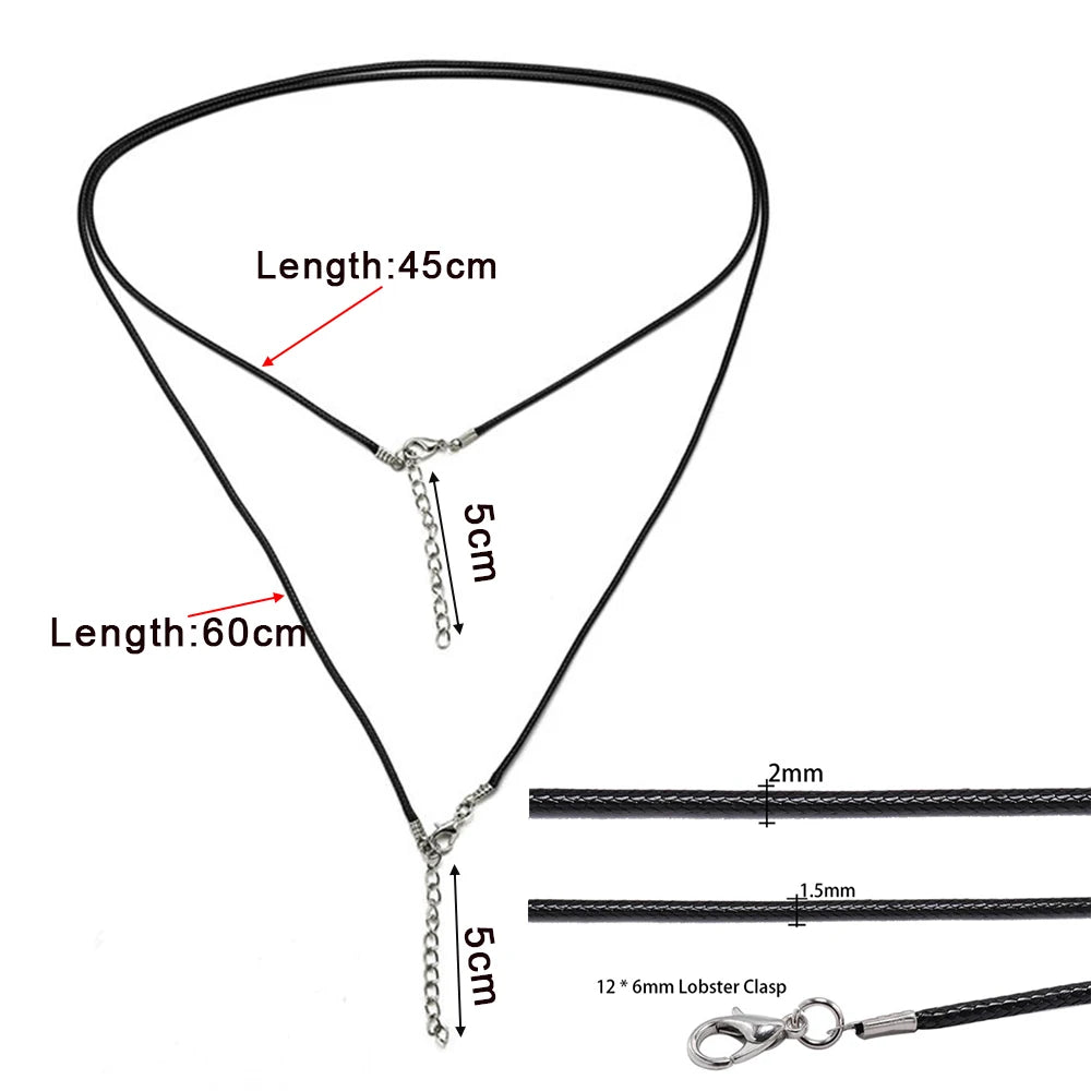 10 pièces/lot Dia 1.5/2mm cordon en cuir collier avec fermoir corde tressée réglable pour la fabrication de bijoux collier à faire soi-même Bracelet fournitures
