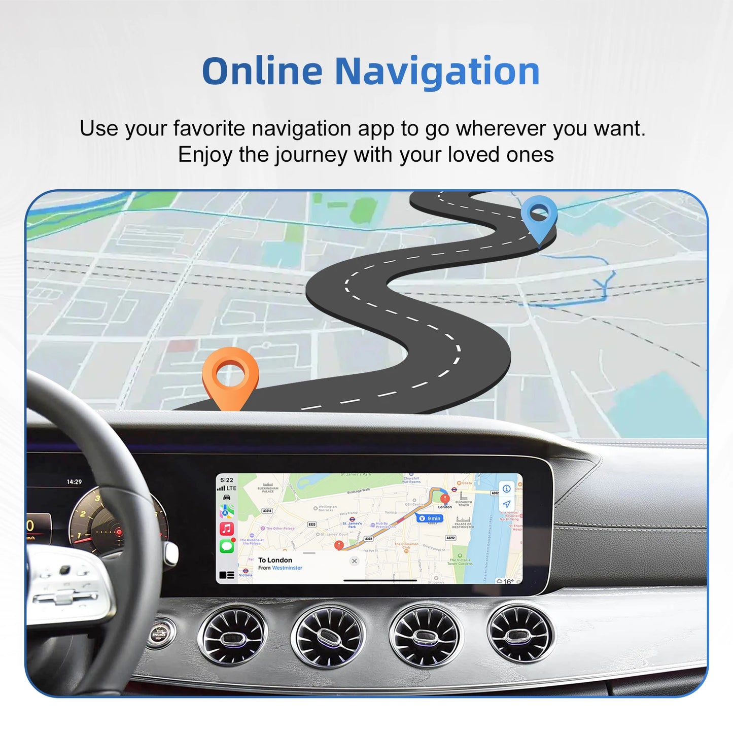 Ezonetronics – kit de modification automatique sans fil CarPlay Android, boîtier décodeur, Interface CarPlay pour système Mercedes Benz NTG6.0 MBUX 2019 +