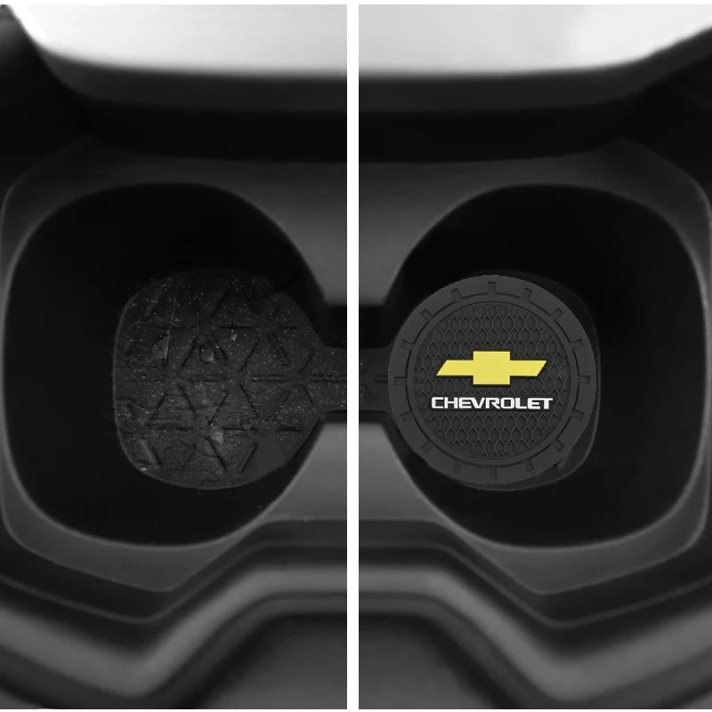 Tapis de tasse d'eau de voiture, 2 pièces, dessous de verre Anti-bruit en caoutchouc pour Chevrolet Spark Captiva Cruze Malibu Equinox Trax Camaro Blazer Traverse