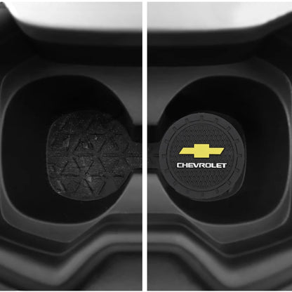 Tapis de tasse d'eau de voiture, 2 pièces, dessous de verre Anti-bruit en caoutchouc pour Chevrolet Spark Captiva Cruze Malibu Equinox Trax Camaro Blazer Traverse