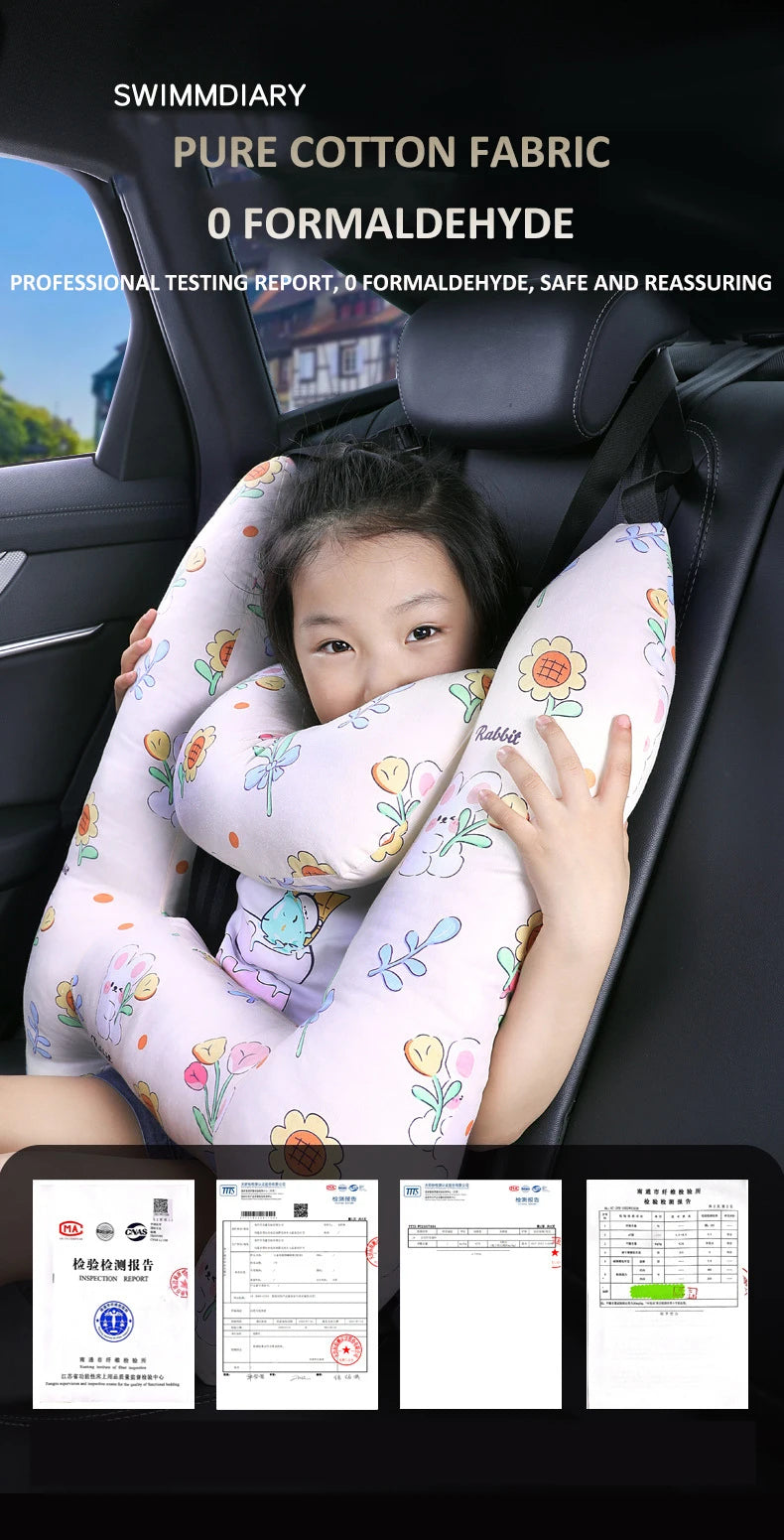 Cute Animal Pattern Kid Neck Head Support, U-Shape Children Travel Pillow Cushion for Car Seat, Safety Neck Pillow for Kids
