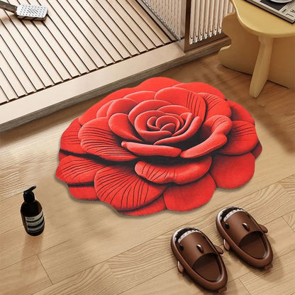 سجادة زهور ذات شكل خاص، غير قابلة للانزلاق، ماصة، بنمط الفاوانيا، 40x40 سم/60x60 سم، حشية باب ناعمة