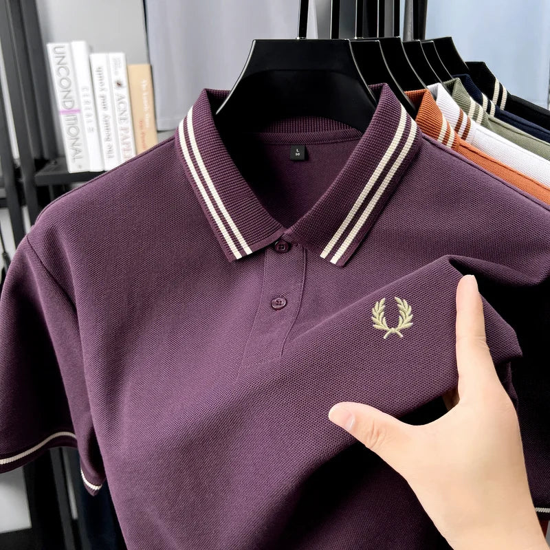 100% pur coton été respirant hommes mode sport marque blé broderie manches courtes POLO affaires t-shirt style décontracté